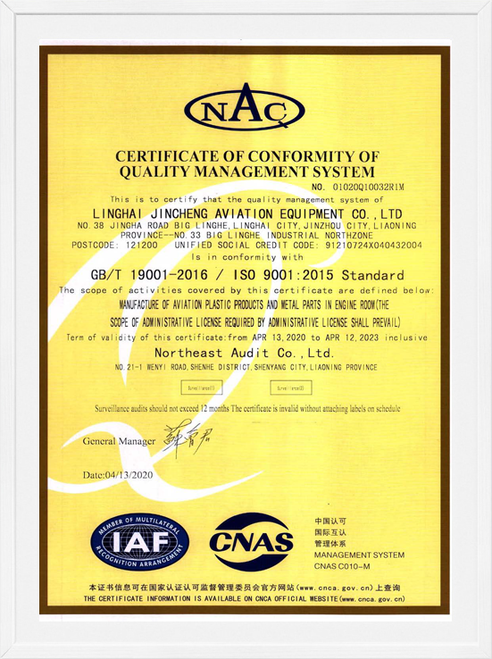 凌海AG尊龙凯时ISO9001质量系统认证EN